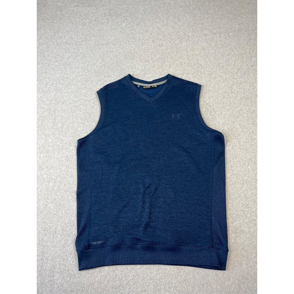 Under Armour Sleeveless Sweater Mens XL Blue Storm Loose Fit Golf Sweater Vest